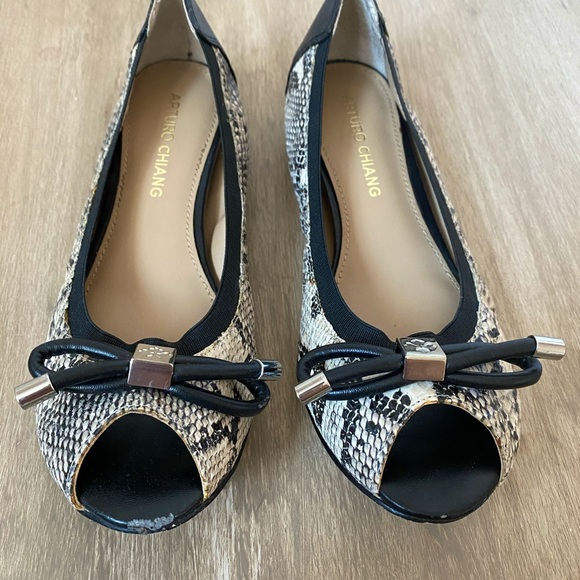 Arturo Chiang Peep toe leather ballerina flats - Picture 3 of 6